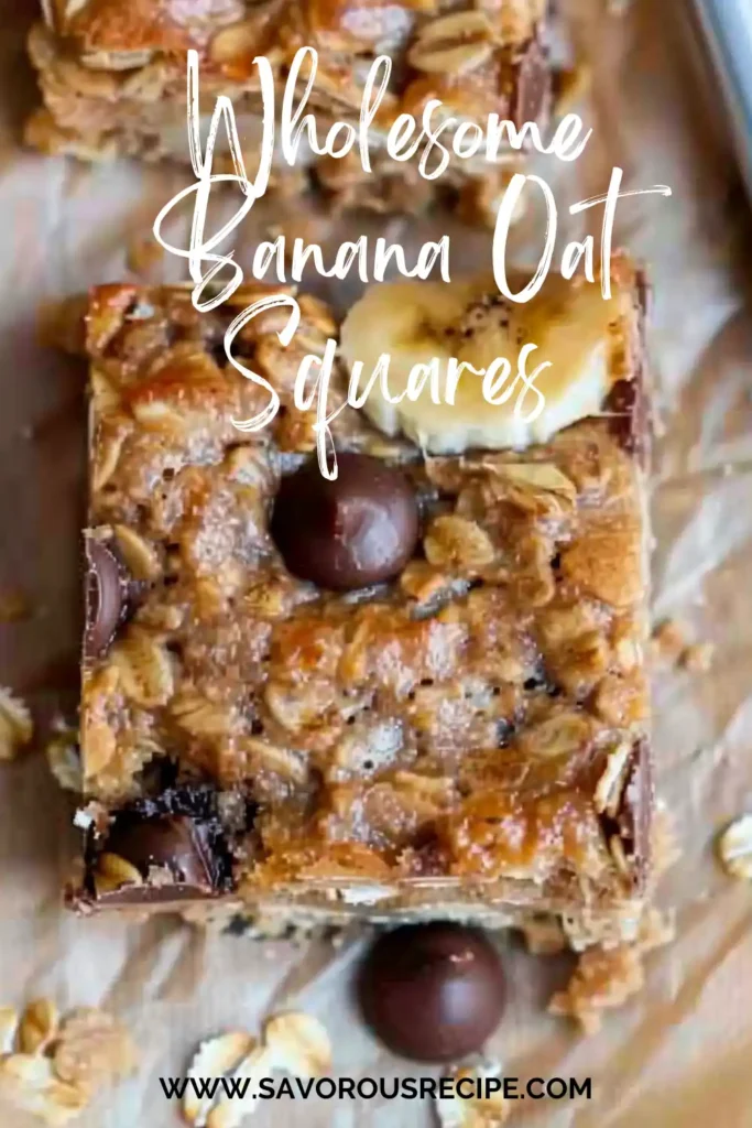 wholesome banana oat squares with chocolate chips and sliced bananas
