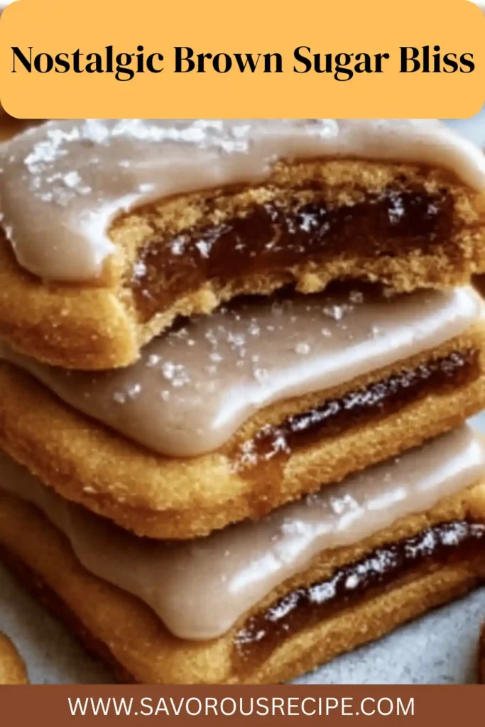 stack of frosted brown sugar bars with gooey filling and sugar glaze
