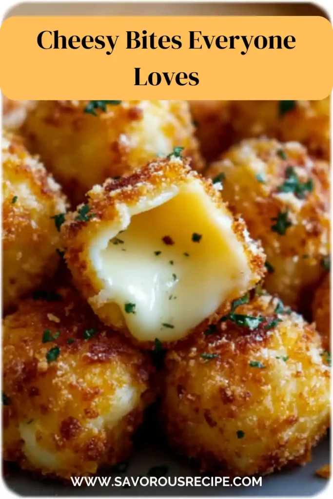 golden crispy cheese bites with melted center stacked on a plate
