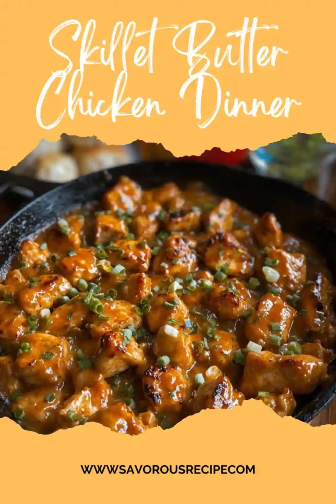 skillet butter chicken dinner with creamy sauce and herbs