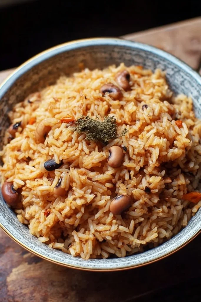 Delicious Black Eyed Peas and Rice dish served in a bowl