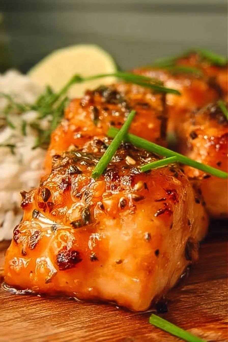 Bang Bang Salmon dish garnished and ready to serve