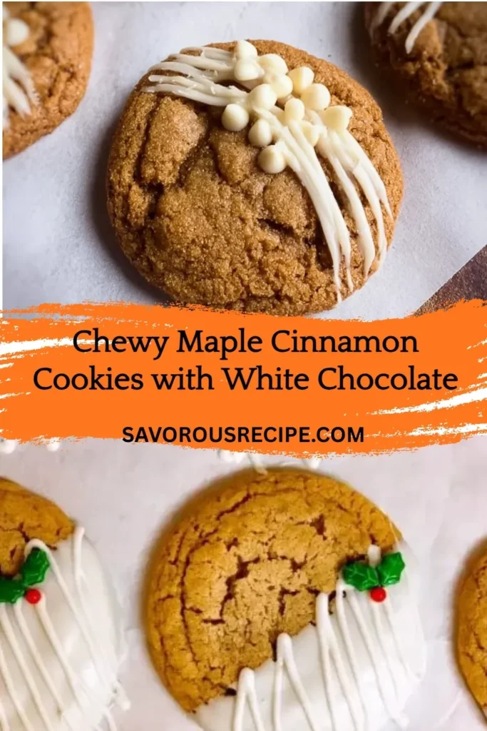 Chewy maple cinnamon cookies with white chocolate chips