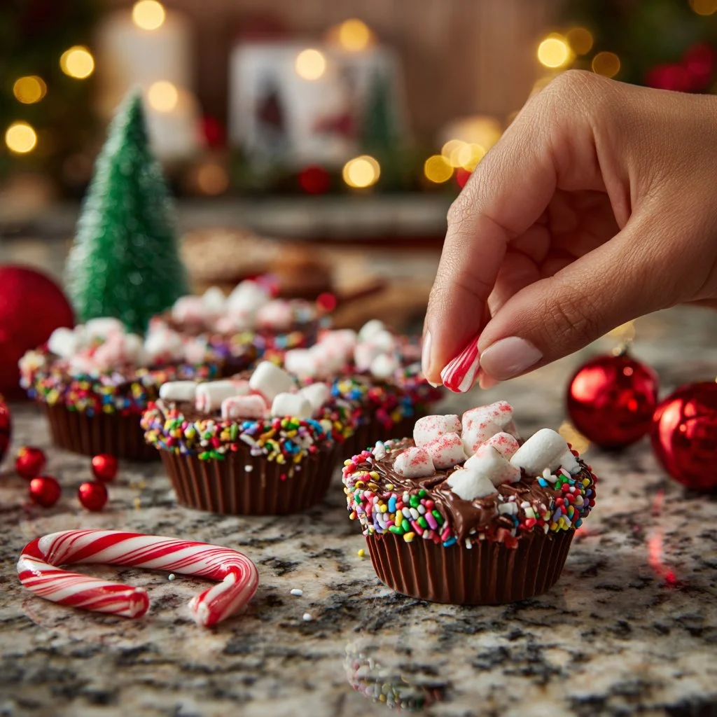 Delicious Chocolate Hot Cups ready to enjoy with whipped cream and sprinkles