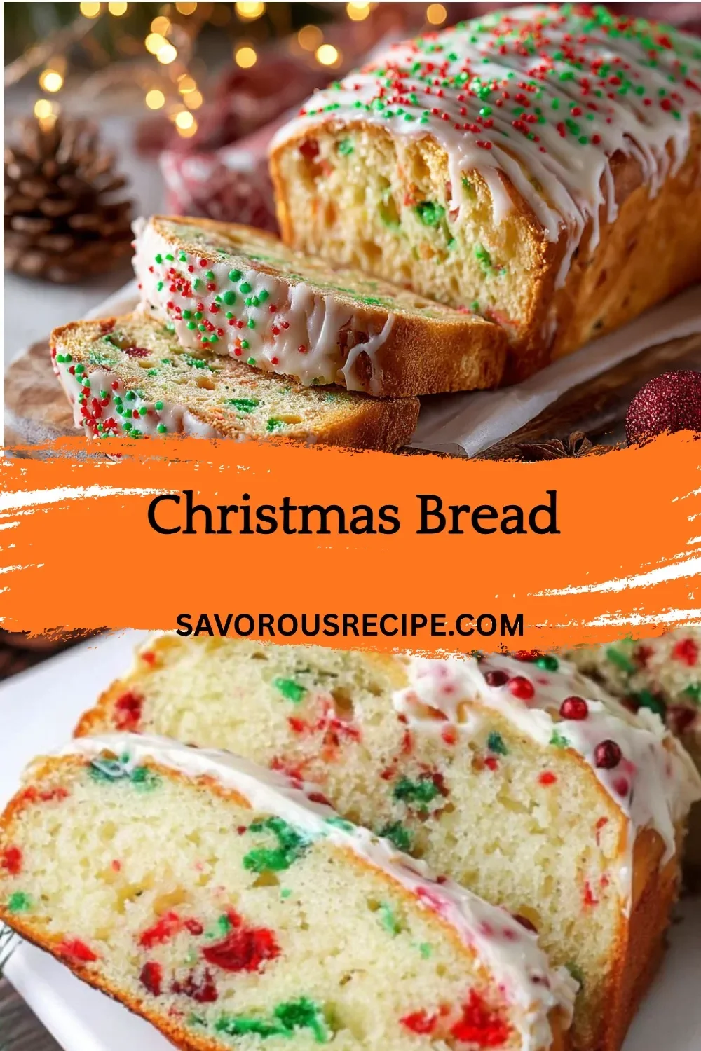 Deliciously baked Christmas Bread on a festive table