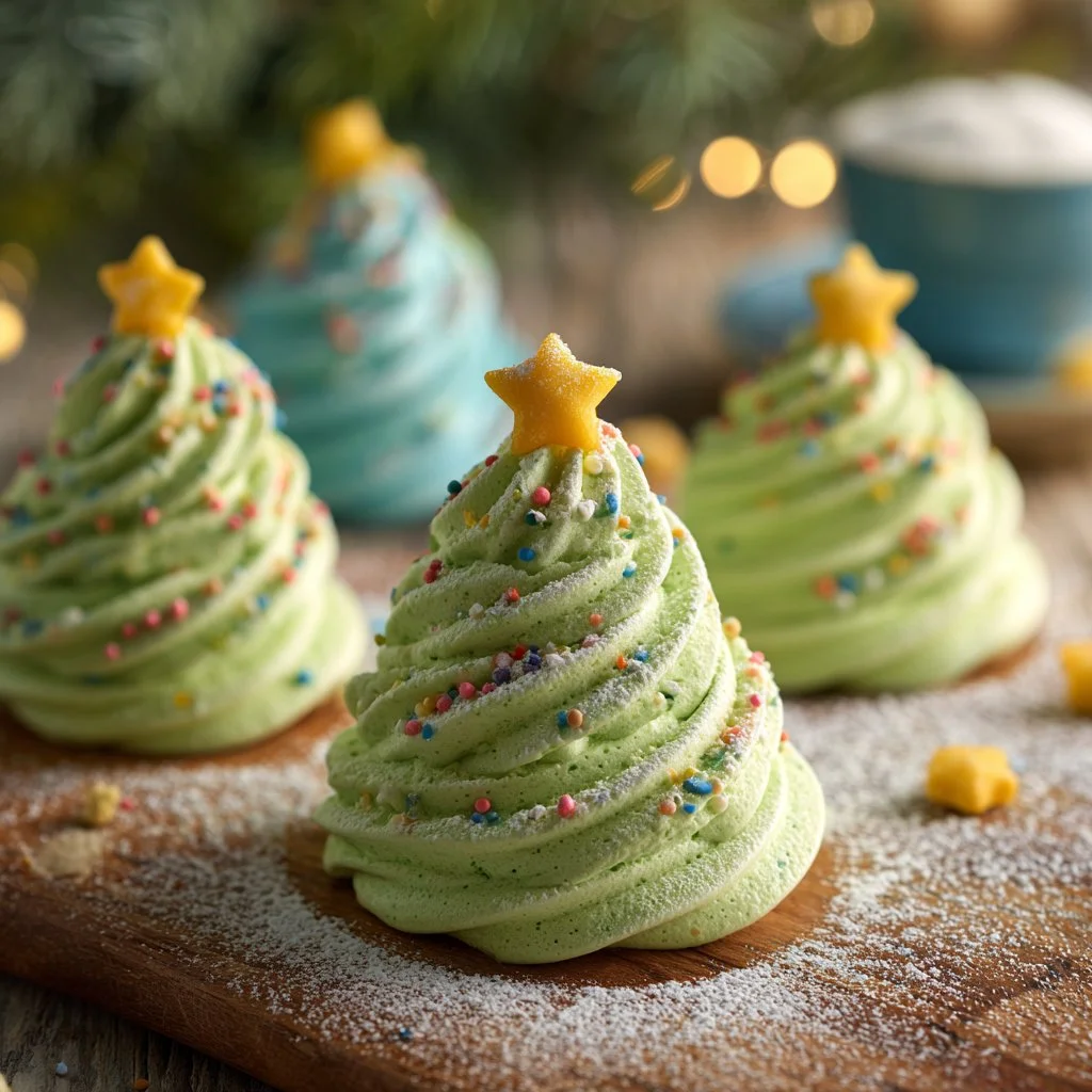 Assorted Christmas cookies decorated with icing and sprinkles on a festive table