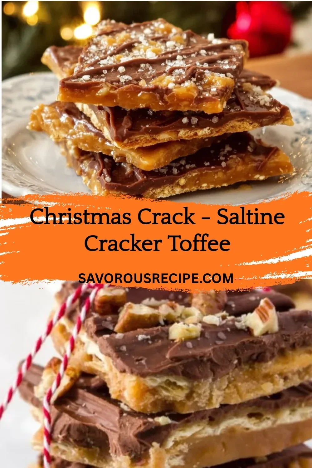 Delicious Christmas Crack made with Saltine crackers and toffee