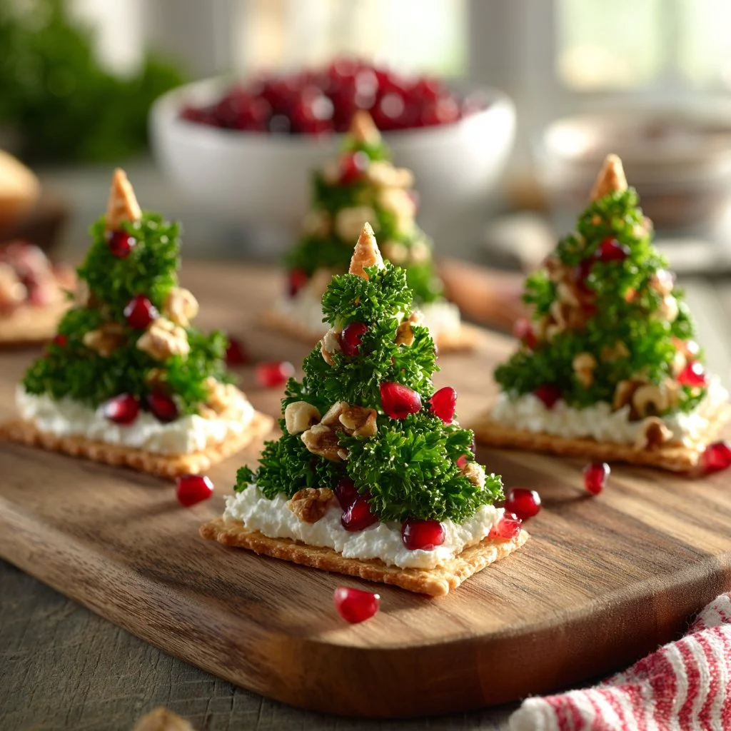Delicious Christmas snacks arranged in a festive tree shape for holiday fun