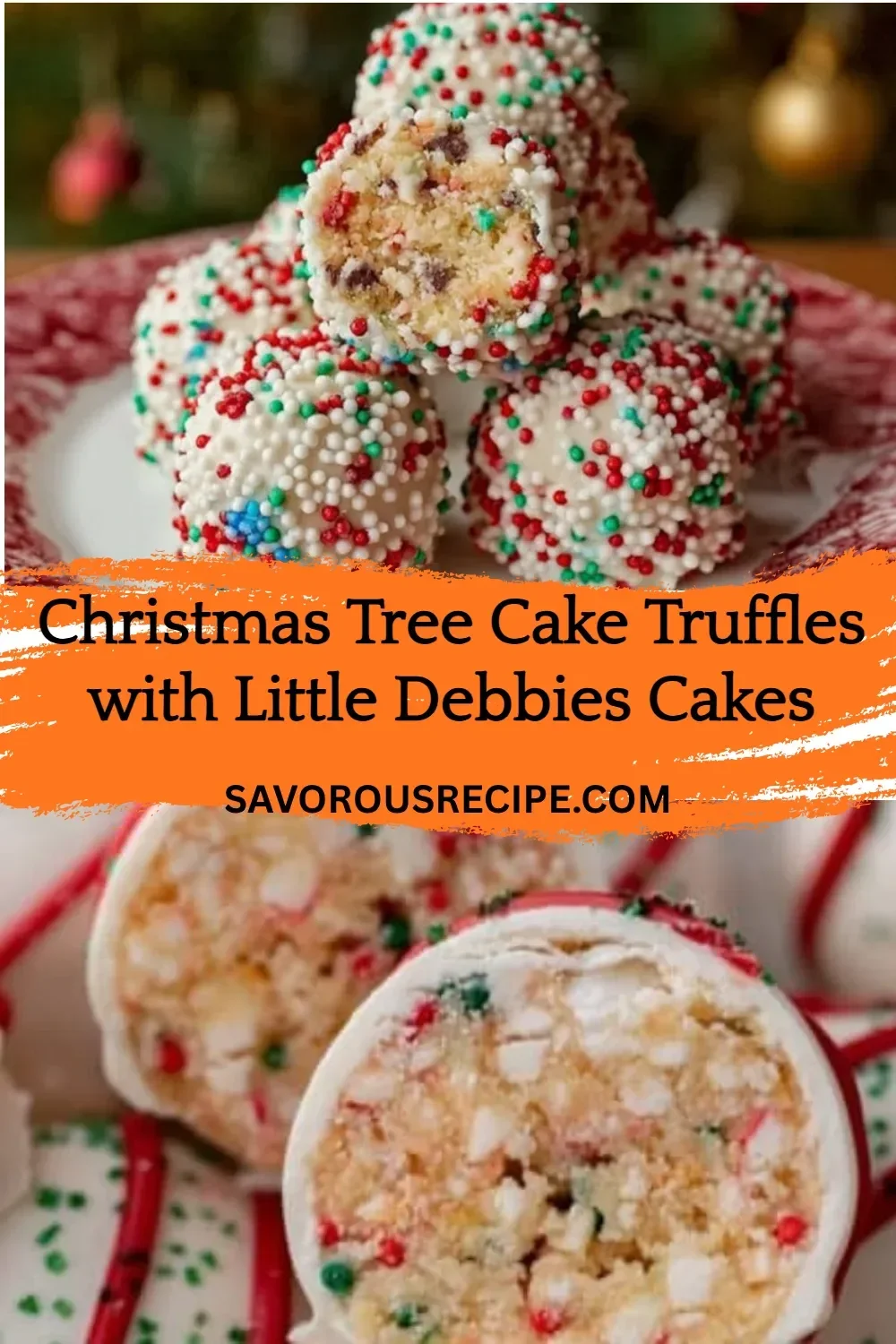 Delicious Christmas tree cake truffles made with Little Debbies cakes