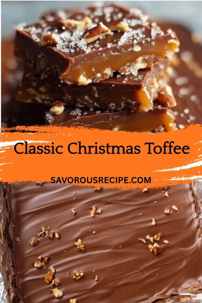 Delicious classic Christmas toffee displayed on a festive plate