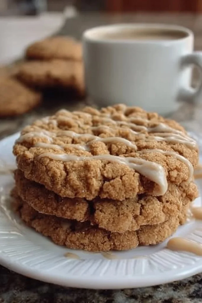 Delicious coffee cake cookies topped with streusel and coffee icing