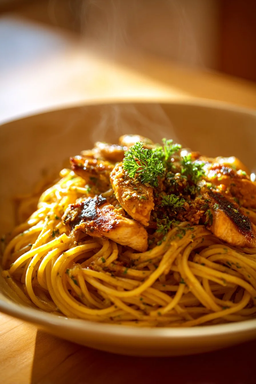 Cowboy Butter Chicken Linguine dish featuring creamy sauce and pasta