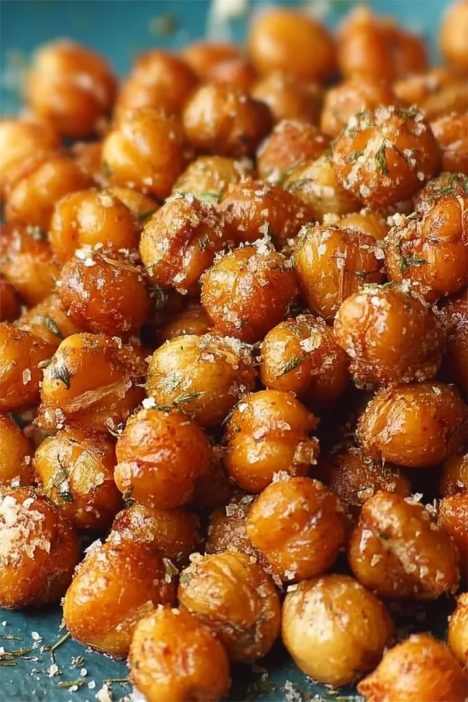 Bowl of crispy roasted chickpeas seasoned to perfection for a healthy snack.