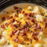 Crock Pot Crack Potato Soup in a bowl, garnished with green onions and cheese.