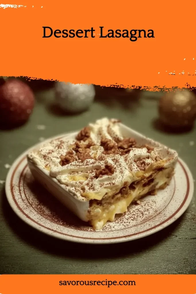Delicious Dessert Lasagna with layers of cream and chocolate