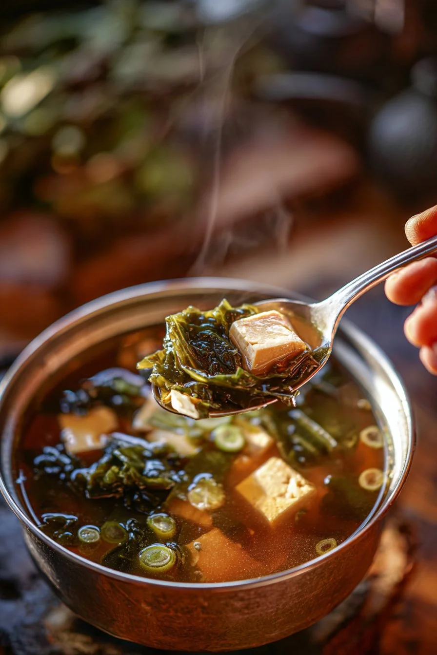 Bowl of easy gluten-free miso soup garnished with green onions