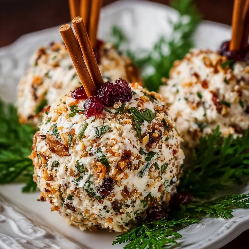 Festive Christmas Cheese Ball served at a holiday gathering
