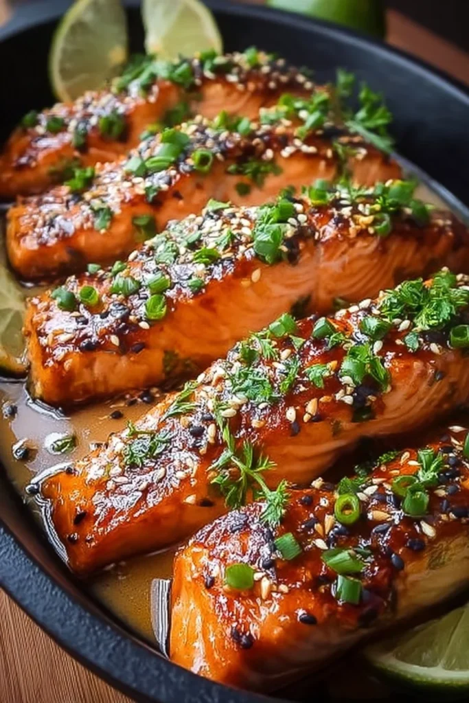 Deliciously cooked Bang Bang Salmon served with vibrant vegetables