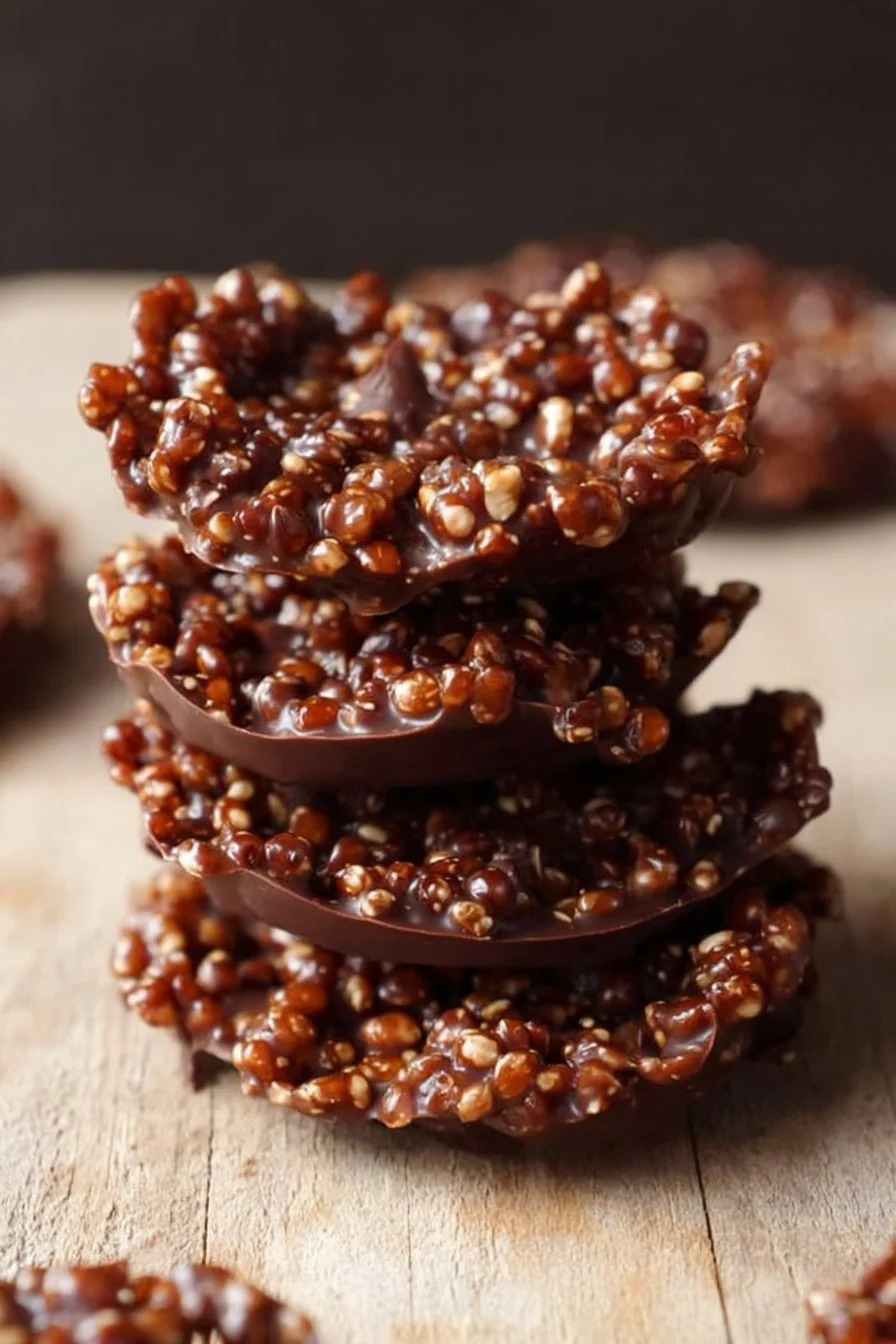 Delicious quinoa chocolate crisps in a bowl, perfect for healthy snacking