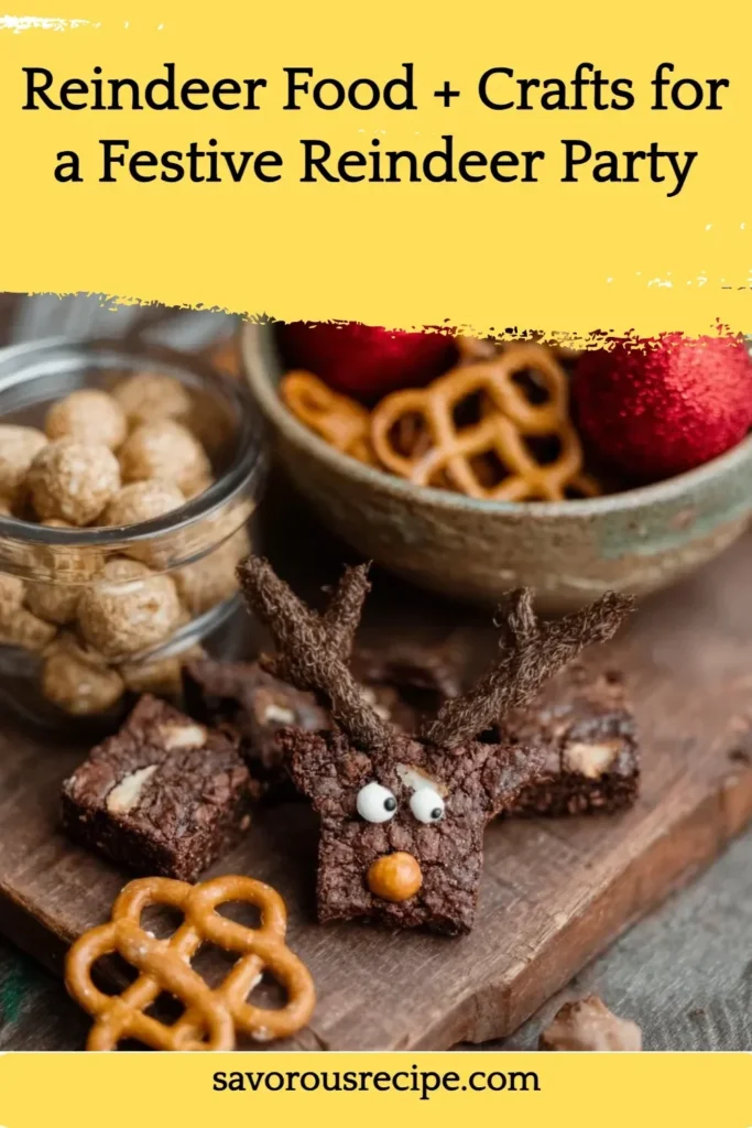 Festive Reindeer Party crafts and reindeer food for holiday celebrations.