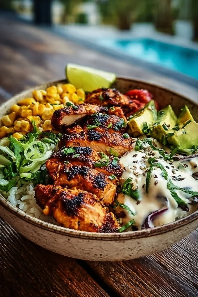 Smoky Chicken Bowl with vibrant vegetables and delicious smoky sauce