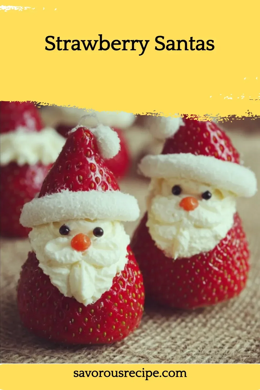 Delicious Strawberry Santas decorated for holiday festivities