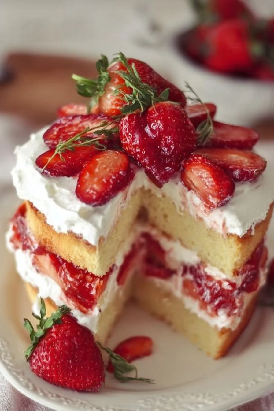 Delicious strawberry shortcake with fresh strawberries and whipped cream