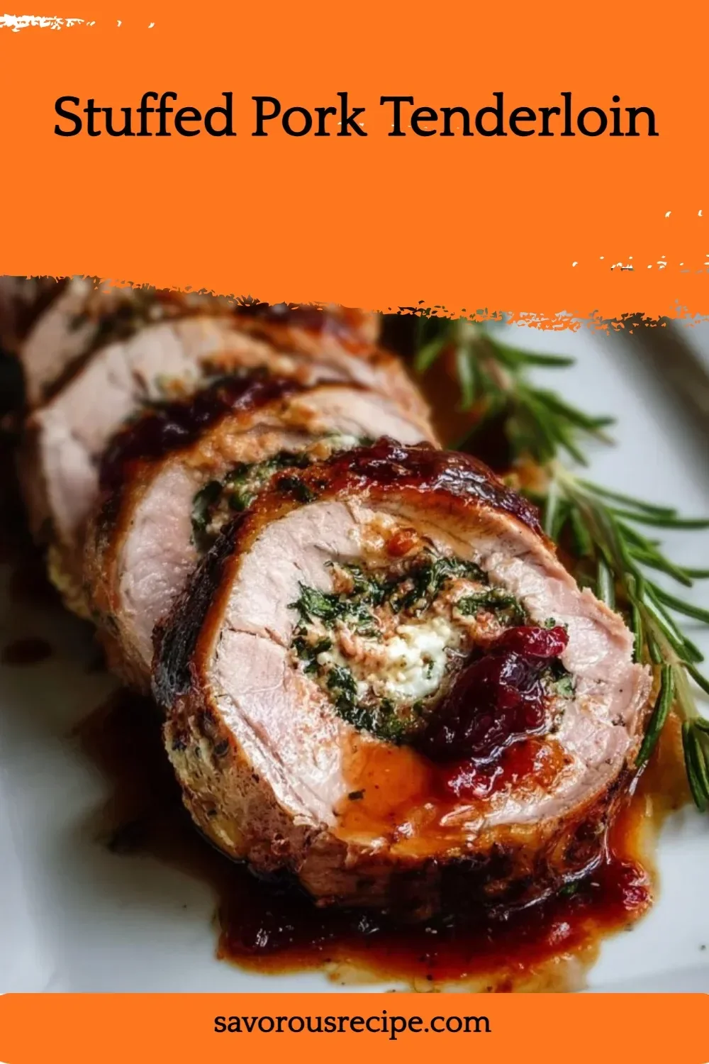 Deliciously stuffed pork tenderloin with herbs and spices