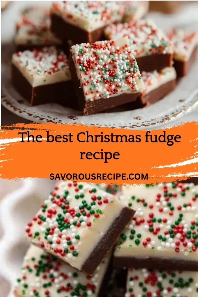 Delicious homemade Christmas fudge on a festive table