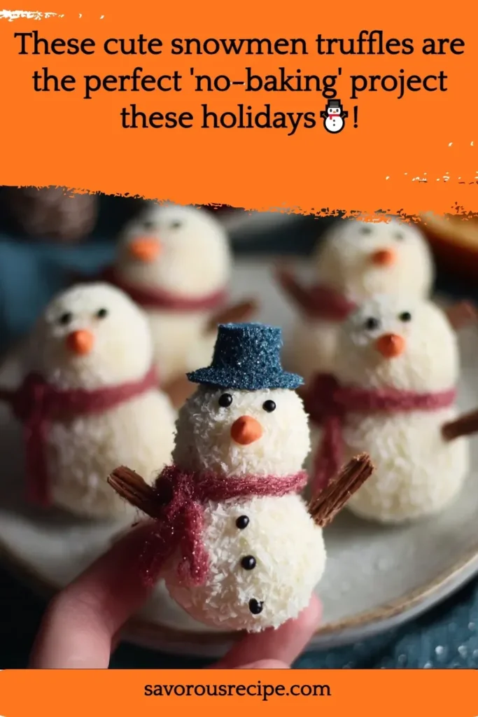 Cute snowmen truffles perfect for holiday no-baking projects