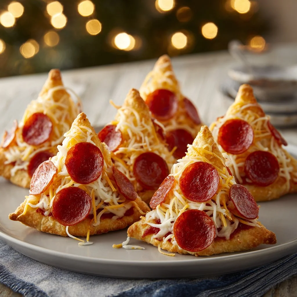 Delicious Christmas Tree Pizza decorated for a festive holiday dinner for kids
