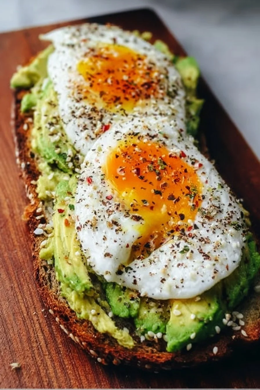 Avocado toast topped with a perfectly cooked egg for a healthy breakfast