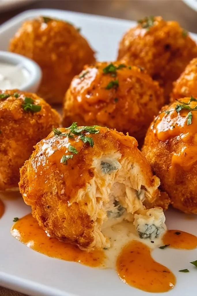 Buffalo Chicken Bombs filled with spicy chicken and cheese
