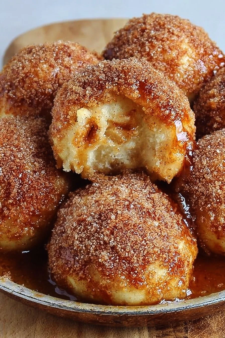 Image of delicious cinnamon caramel apple pie bombs ready for serving.