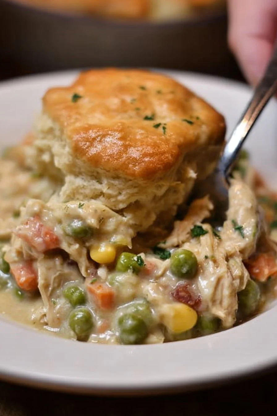 Crock Pot Chicken Pot Pie served in a rustic bowl for a cozy dinner.