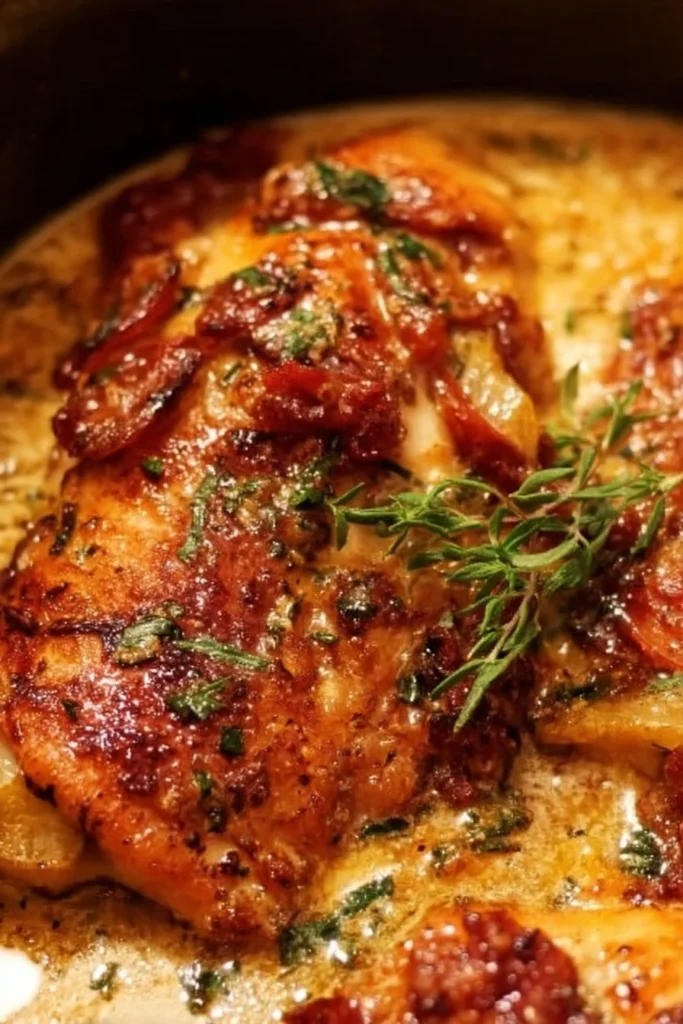 Crock Pot Marry Me Chicken served with fresh herbs and creamy sauce