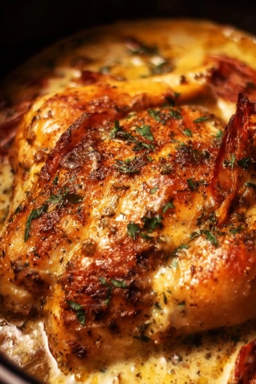 Crock Pot Marry Me Chicken served with creamy sauce and herbs