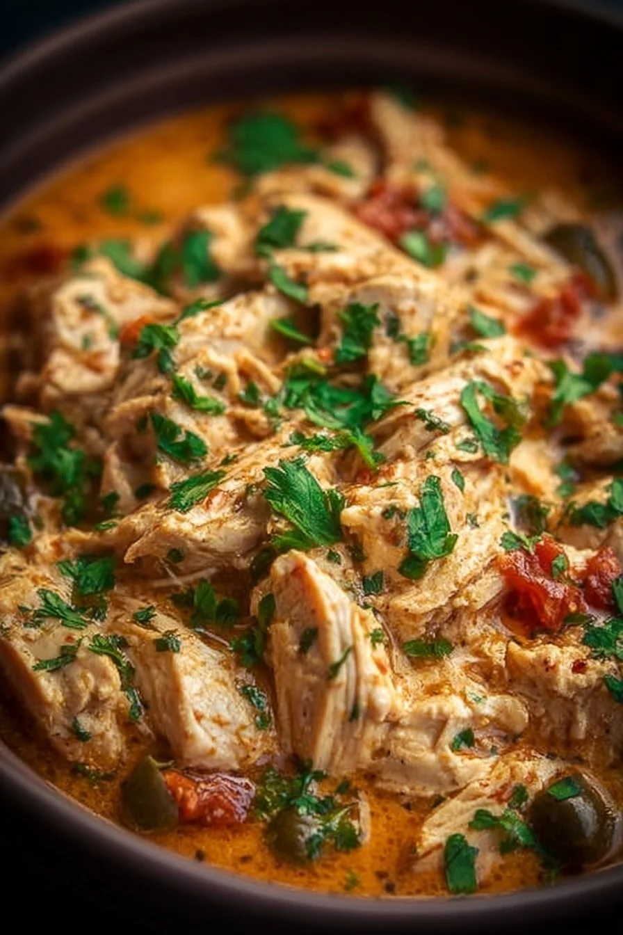 Delicious Crockpot Fiesta Chicken served with colorful toppings.