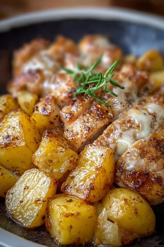Garlic Parmesan Chicken served with roasted potatoes