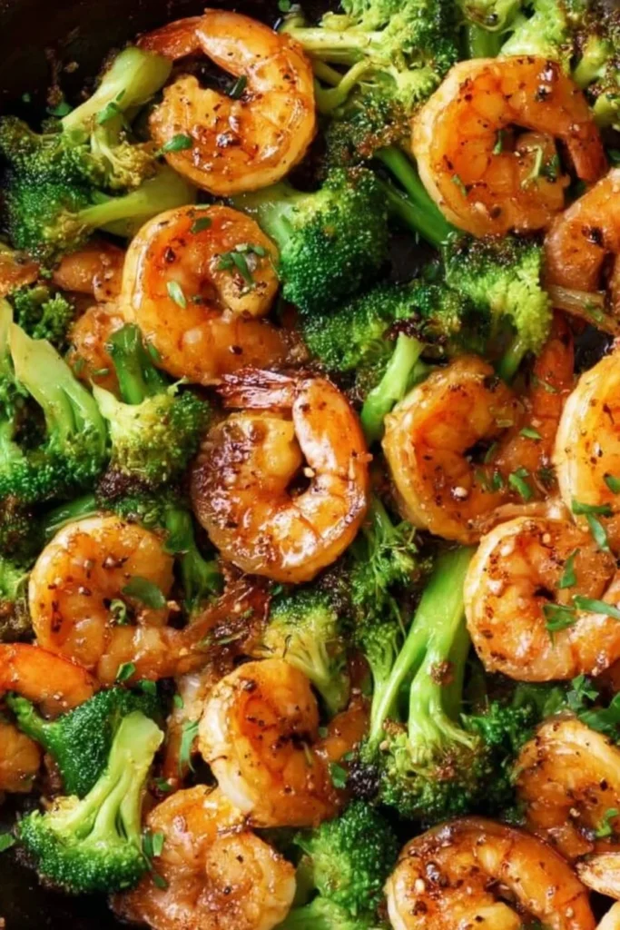 Honey Garlic Butter Shrimp & Broccoli dish served on a plate