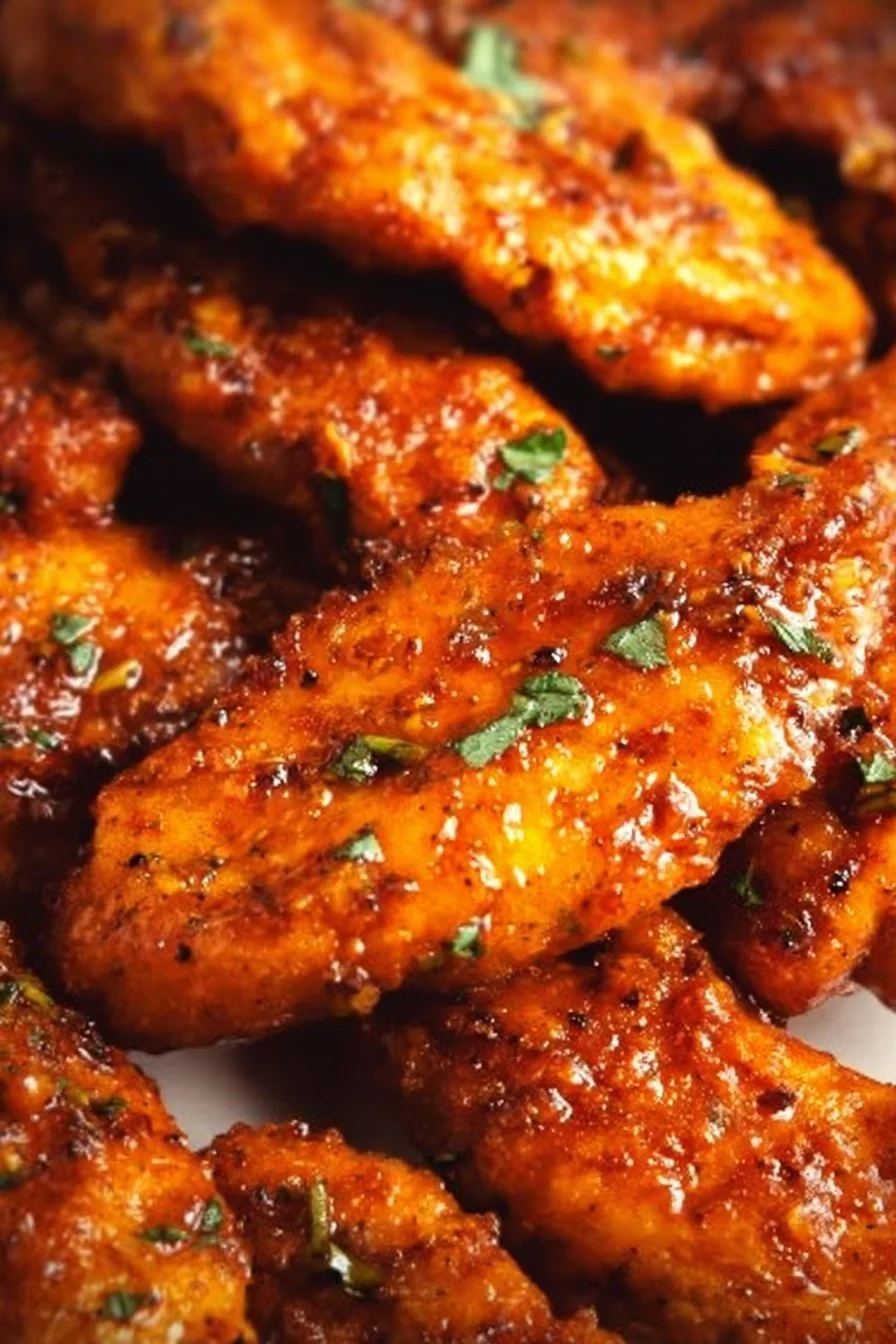 Honey Garlic Chicken Tenders served with a side of vegetables