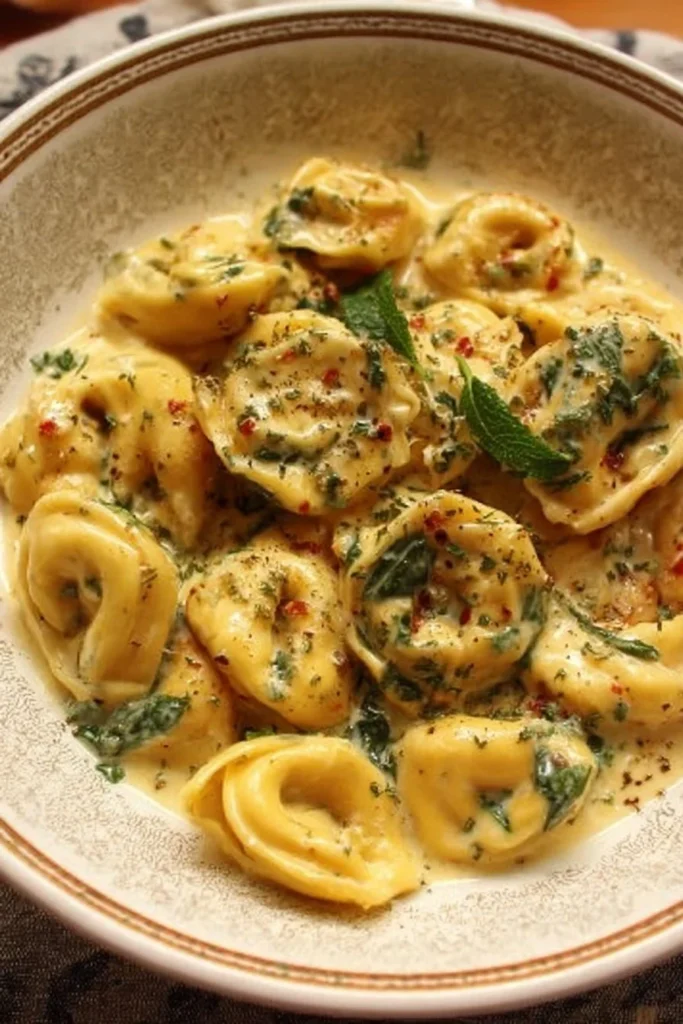 Delicious Marry Me Tortellini served on a plate with fresh herbs