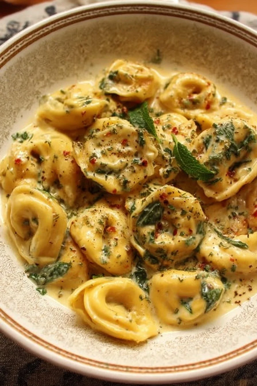Delicious Marry Me Tortellini served on a plate with fresh herbs