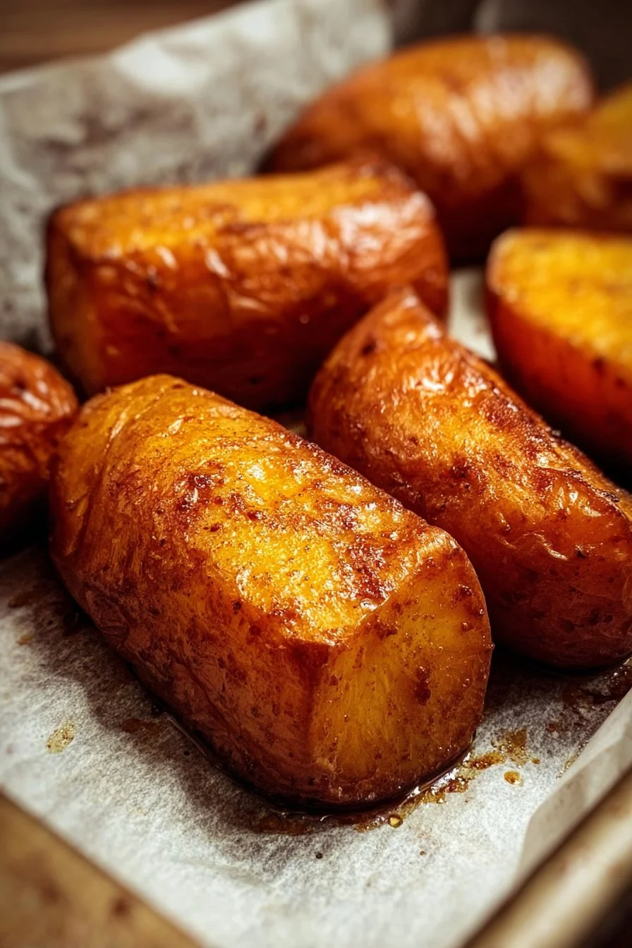 Moist cinnamon butter baked sweet potatoes served in a rustic bowl