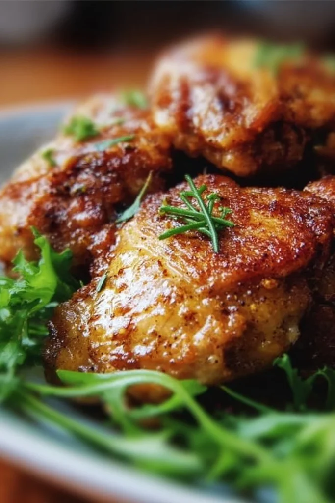 Deliciously seasoned Ranch Chicken Thighs on a plate, ready to serve.