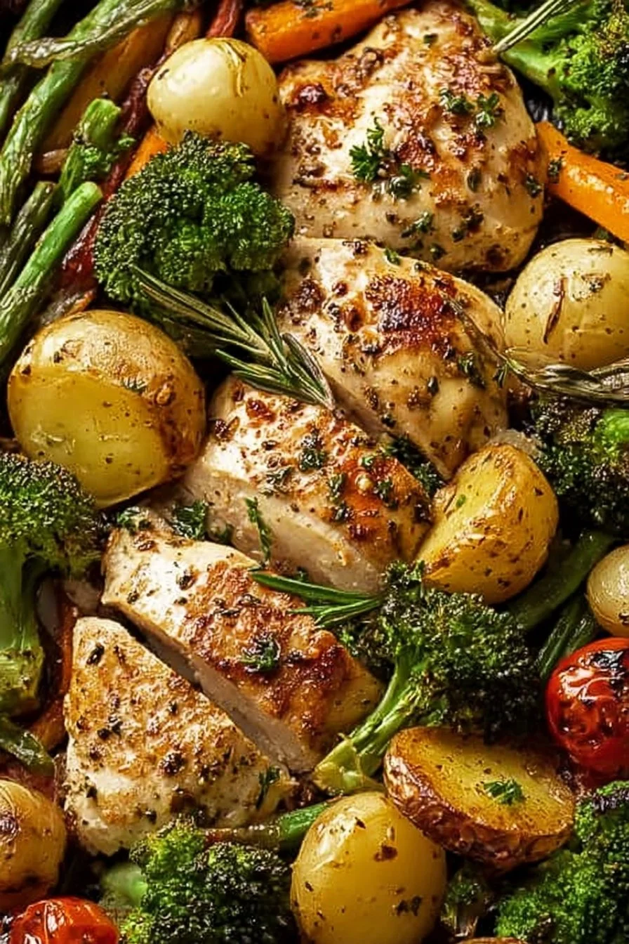 Sheet pan garlic butter chicken with roasted vegetables