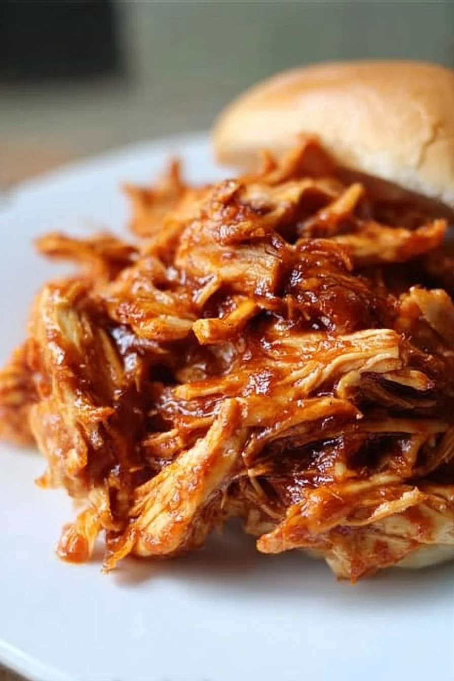 Crockpot BBQ chicken served with sides for a delicious meal