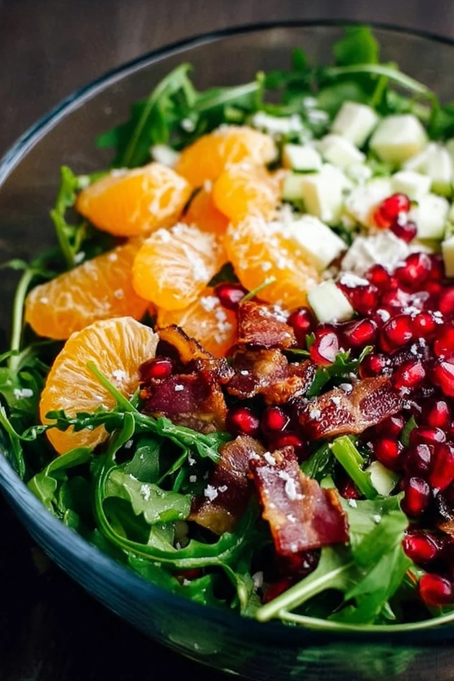 Colorful winter salad with seasonal ingredients for a healthy meal.