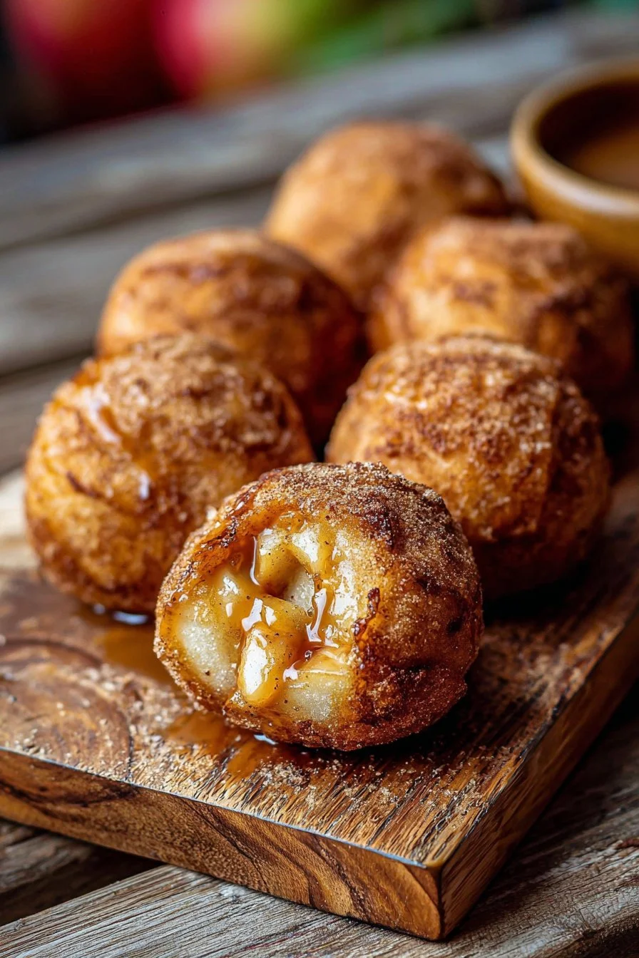 Air Fryer Apple Pie Bombs with golden crust and apple filling