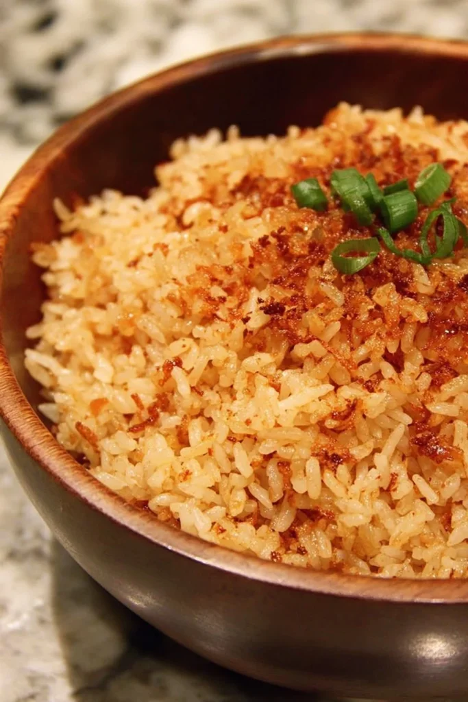 Bobby Flay's Crispy Rice dish garnished and served on a plate.
